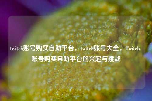 twitch账号购买自助平台，twitch账号大全，Twitch 账号购买自助平台的兴起与挑战