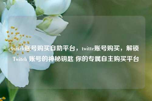 twitch账号购买自助平台，twitte账号购买，解锁 Twitch 账号的神秘钥匙 你的专属自主购买平台
