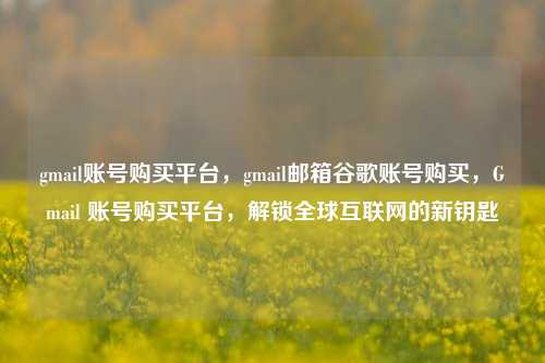 gmail账号购买平台，gmail邮箱谷歌账号购买，Gmail 账号购买平台，解锁全球互联网的新钥匙