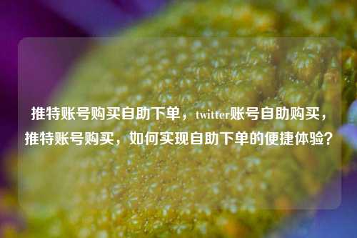 推特账号购买自助下单，twitter账号自助购买，推特账号购买，如何实现自助下单的便捷体验？
